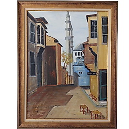 Nostaljik İstanbul Manzaralı Çerçeveli Yağlı Boya Tablo