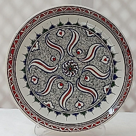 Beyaz Zeminli Salyangoz ve Lale Desenli