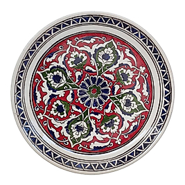 Klasik Desen Mercan Kırmızısı Çini Tabak